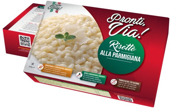 Confezione Risotto alla Parmigiana con riso Carnaroli e Parmigiano Reggiano DOP.